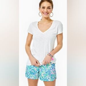 Lilly Pulitzer Etta V Neck Top White Size Large